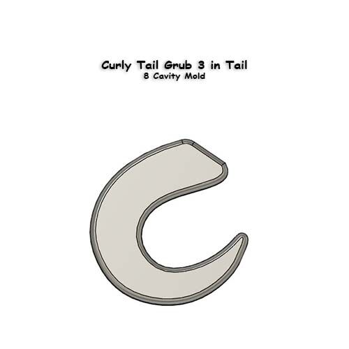 Curly Tail Grubb 3 inch Tail Mold– 8 Cavity Mold. 