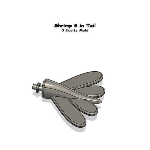 Shrimp 5 in Tails - 3 Cavity Mold