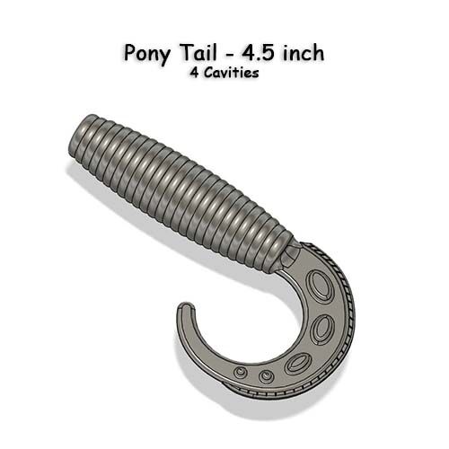 4 in Pony Tail Grub - 4 Cavity Mold